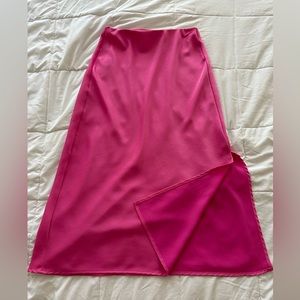 Small target satin midi slip skirt pink